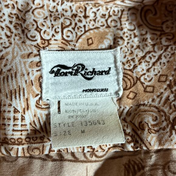 Tori Richard Shirt Mens Medium Brown Bandana Print Short Sleeve Button Up Casual - Picture 7 of 9